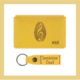 Resim Miaju Sarı Renk, Müzik Sevenlere, İsme Özel Cüzdan Ve Anahtarlık Seti, Özel Hatıra, Efsane Hediye Set Sarı 