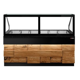 Resim Sıcak Tutma Vitrini TORONTO - 2100mm - Ahşap Panel - 6x GN 1/1 için - Siyah Granit Çalışma Tezgahı 