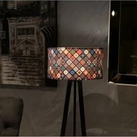 Resim Bohhem A&g Halı Desen Ahşap Tripod Ayaklı Lambader Halı desen 