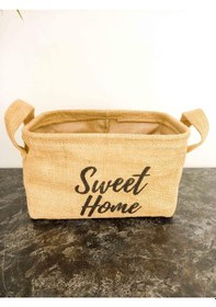 Resim Bitki Tasarımı Sweet Home Jüt Hasır Ev Düzenleyici Mutfak Banyo Salon Sepeti Katlanır Sıvı Korumalı Küçük 