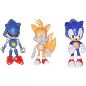 Resim Elifeshop ES928-3 Sonic Hedgehog Eklemli Koleksiyon Figür Oyuncak Seti Kirpi Sonic Metal Sonic Miles Tails 3lü 