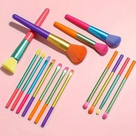 Resim 15 Parça Makyaj Fırçası Seti, Gökkuşağı Çok Amaçlı Göz Farı ve Allık Fırçaları, Naylon Tüyleri, ABS Plastik Sapları, Koku Özgür, Tüm Cilt Tipleri, Kozmetik Aletleri Kiti 