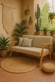 Resim Zem Pavia Ikili Berjer Natürel Ahşap, Sütlü Kahve 