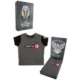 Resim Beşiktaş Antrasit Bebek T-shirt Kişiye Özel Ahşap Kutulu 