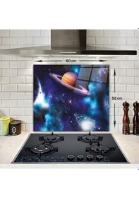 Resim Decorita Cam Ocak Arkası Koruyucu Galaksi Desen - Renkli 52 CM x 60 CM 