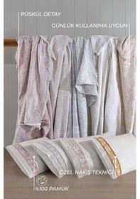 Resim Elart Giza Battaniye Seti Tek Kişilik 4 Parça Gülkurusu Gülkurusu 