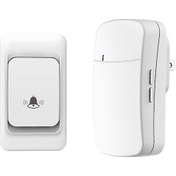 Resim Xindoker Kablosuz Kapı Zili - Beyaz Abs Malzeme, 150 Metre Menzil, Ac100-250v Çalışma Voltajı 