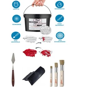 Resim Rölyef Pasta 3,5 kg Büyük Kova Beyaz Stencıl Spatul Doku Tarağı Set 