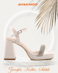 Resim AYAKMOD Beyaz Platform Topuk Kadın Topuklu Ayakkabı 336535 Z 