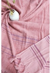 Resim Tek Yüzlü Pamuk Havlu Peştemal - Gül Kurusu Gülkurusu 