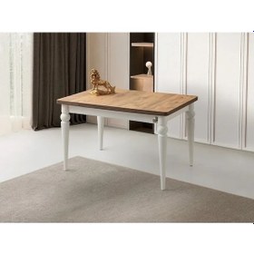 Resim Yandan Açılır Büyüyen Yemek Masası Meşe-Beyaz 70x110 CM Beyaz 