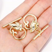 Resim 1 adet 18K Altın Kaplama Pirinç OT Toka Çiçek & At Başlı Tasarım - DIY Bileklikler, Kolyeler, Anahtarlık için Güvenli Bağlantı Takı Tokaları - Takı Yapımı ve El Sanatları Malzemeleri için Dayanıklı Aksesuarlar, Takı Yapımı için Pandantifler, Şık Toka Tasarımı 