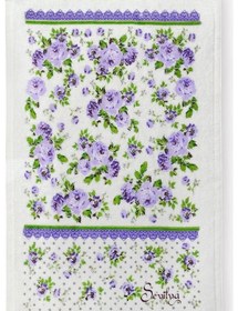 Resim 4lü Paket Baskılı Beyaz Mutfak Havlusu Modeli Lila Güller 