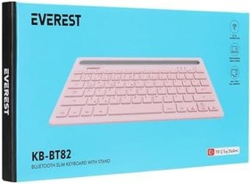 Resim Everest KB-BT82 Pembe-Gri Bluetooth Ultra İnce+Şarjlı Q Mac-Win-Android-Ios Uyumlu Kablosuz klavye 