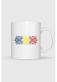 Resim Romanian Flag Of Romania Folklore Pattern Tasarımlı Kupa Bardak Beyaz 