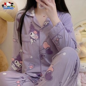 Resim Sanrio Yeni Moda Kore Tarzı Gevşek Rahat Sonbahar ve Kış Sıcak for kuromi Pijama Seti Kadınlar İçin, İki Parça Mor Kıyafet Uzun Kollu ve Pantolon, Zarif Ev Giyimi, Mükemmel Tatil Hediye Seçimi Halloween, Noel, Kitap Haftası, Anneler Günü İçin, Çeşitli Durumlar İçin Uygun, 25AW Trendy 