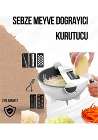 Resim Mey İthalat Döner Mekanizmalı Rende Bıçaklı Sebze Dilimleyici Seti Beyaz 