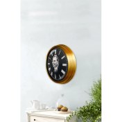 Resim Bahat Altın Varaklı Atatürk Salon Ofis Duvar Saati Metal Çerçeve 40 cm 