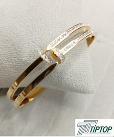 Resim Zirkon Taşlı Çivi Model Gold Renk Kelepçe Bileklik Gold 
