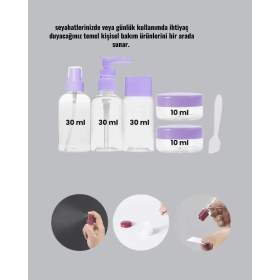 Resim Sepetopia Seyahat Banyo Seti 5 Parça Şeffaf Taşıma Çantalı 30 ml 