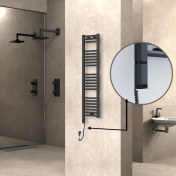 Resim Radiva Haiti Elektrikli Havlupan 300 Watt 300X1200 Düz Antrasit (Oned On/off Termostatlı) Sol 