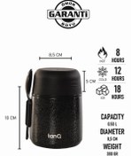 Resim TANQ Ömür Boyu Garantili Bento Paslanmaz Çelik Yemek-Mama Termosu Titan Blac(500cc-benekli siyah) 