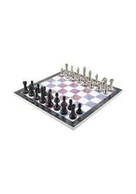 Resim Gifthome Premium Black Metal Klasik Satranç Takımı Ve Bahar Desenli Mdf Satranç Tahtası 37x37 Cm. 