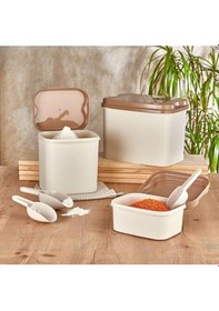 Resim Vip Ahmet VP-030 Kumsal Saklama Kabı 10 L + 4.5 L + 1.6 L 3'lü Bej 