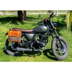 Resim Güzel Hediyem Motosiklet Çantası, Motosiklet Yan Çantası, Kanvas Çanta, Geçme Kilit Aksesuarlı (Kahverengi) 