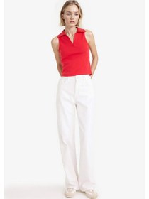 Resim Defacto Slim Fit Dar Kesim Polo Yaka Ribana Atlet F4433ax25aurd117 Kirmizi 