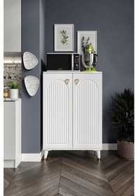 Resim Kale Çok Amaçlı Dolap Mutfak Balkon Kiler Banyo Ayakkabılık Dolabı Beyaz Gold 