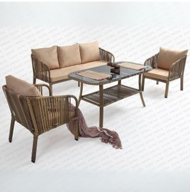 Resim Capri Swing Artemis Üçlü Rattan Balkon Bahçe Takımı Açık Kahve 