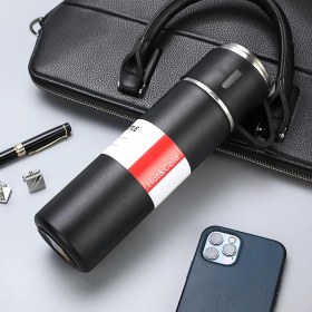 Resim Mj Tech Paslanmaz Çelik Termos 3 Bardaklı Termos Seti Vakumlu Termos Seti Kamp Termos Seti Bardaklı 