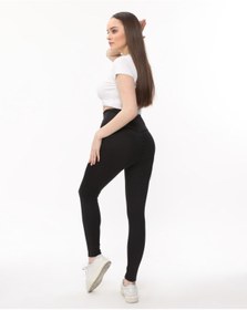 Resim NYC GİYİM TEKSTİL Arkası Hafif Büzgülü Tayt Yüksek Bel Siyah Renk 