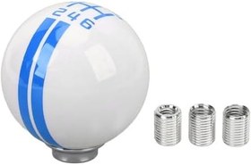 Resim 6 Hız Araba Yarışı Vites Topuzu, Araba Vites Kolu Kafası, Manuel Otomatik Araçlar Shelby GT500 için Vites Topuzu Stil Yuvarlak Bilyalı Vites Topuzu, Manuel Araç için 3(Beyaz mavi) 