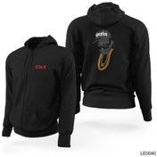 Resim Eazy Limited Edition Siyah Fermuarlı Kapşonlu Sweat Siyah 