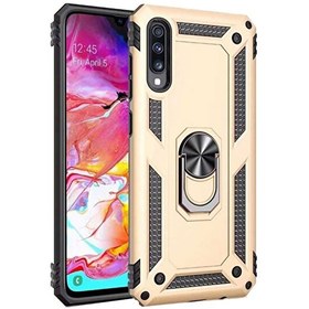 Resim Smcase Samsung Galaxy A70 Kılıf Vega Yüzüklü Tank Kapak Gold + Nano Ekran Koruyucu 