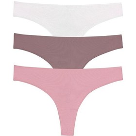 Resim Suwen 3lü Koton Brazilian String Külot St004060240 Ekru - Vizon - Pembe 