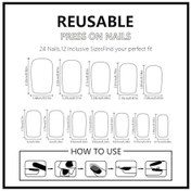 Resim Orta Boy Avrupa Kare Giyilebilir Tırnaklar Kırmızı, Beyaz Ve Mavi Renk Uyumlu Yıldız Şerit Desen Parlak Tırnak Sanatı 24 Adet Sahte Tırnak Dahil Aletler Ys617 