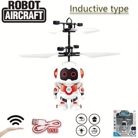 Resim Kızlar, Erkekler, Festival, Doğum Günü Hediyesi için PP Malzeme, LED, Helikopter, UFO, Kırmızı Mavi Renkli Renkli Algılama Uçan Robot Modeli 