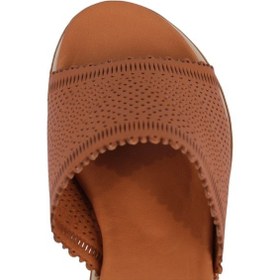 Resim Napa Shoes Kadın Lazer Kesimli Perfore Düz Taban Rahat Terlik Napa-1204 Taba 