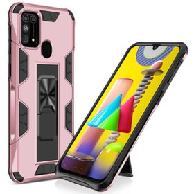Resim Fibaks Galaxy M31 Kılıf Military Armor Dikey Standlı Kendinden Mıknatıslı Silikon Kılıf 