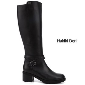 Resim Gönderi(R) Gönderi R Kadın Siyah Fermuarlı Kalın Topuklu Hakiki Deri Çizme Dkzc61343575 Siyah 