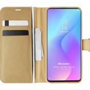 Resim Xiaomi Redmi K20 Kılıf Delux Leather Wallet Gold Microsonic