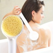 Resim Uzun Saplı Duş Fırçası, Vücut ve Sırt İçin Peeling Temizleyici ile - Banyoda Cilt Masajı ve Peeling Yapar 