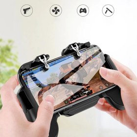 Resim Qozie Cep Telefonu Oyun Konsolu Soğutma Fanlı Standlı Pubg Ateş Tetik Gamepad Joystick 