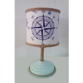 Resim Onay Avize Pusulalı Halatlı 2.li Set M-700 Kumaş Kaplama Genç ve Çocuk Odası Avize ve Abajur Takımı 