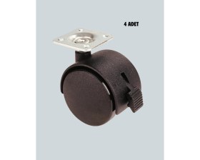 Resim Belle Fusion Mey Ithalat® Mobilya Için Kilitli 4 cm Tekerlek Ayak Seti 