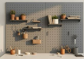 Resim GALVANİZ METAL ÇOK AMAÇLI PANO PEGBOARD, CAM GRİ, 86X41X3 CM 
