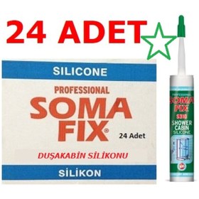 Resim 24 Adet Duşakabin Silikonu Şeffaf Somafıx 320 Gr Nötr Kararmaz Şeffaf 